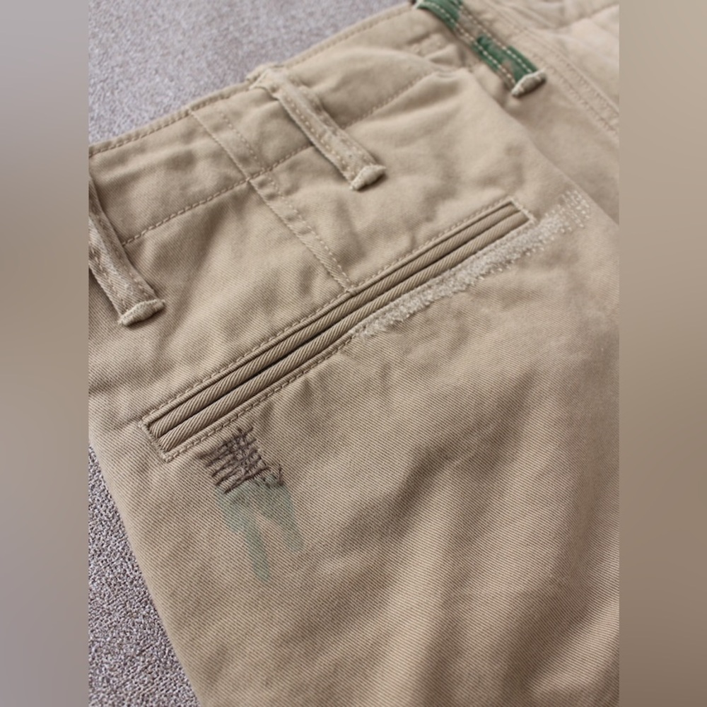 RARE POLO‎ RALPH LAUREN【DISTRESSED STRAIGHT-LEG CHINOS】 KHAKI PANTS - Picture 8 of 14